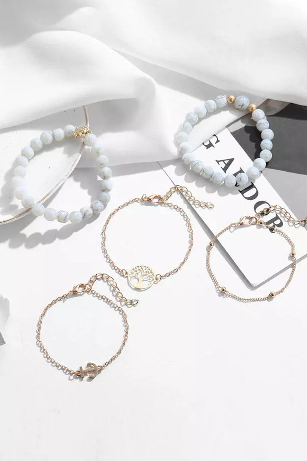 5Pcs Anchor Turtle Tree Of Life Beading Bracelet