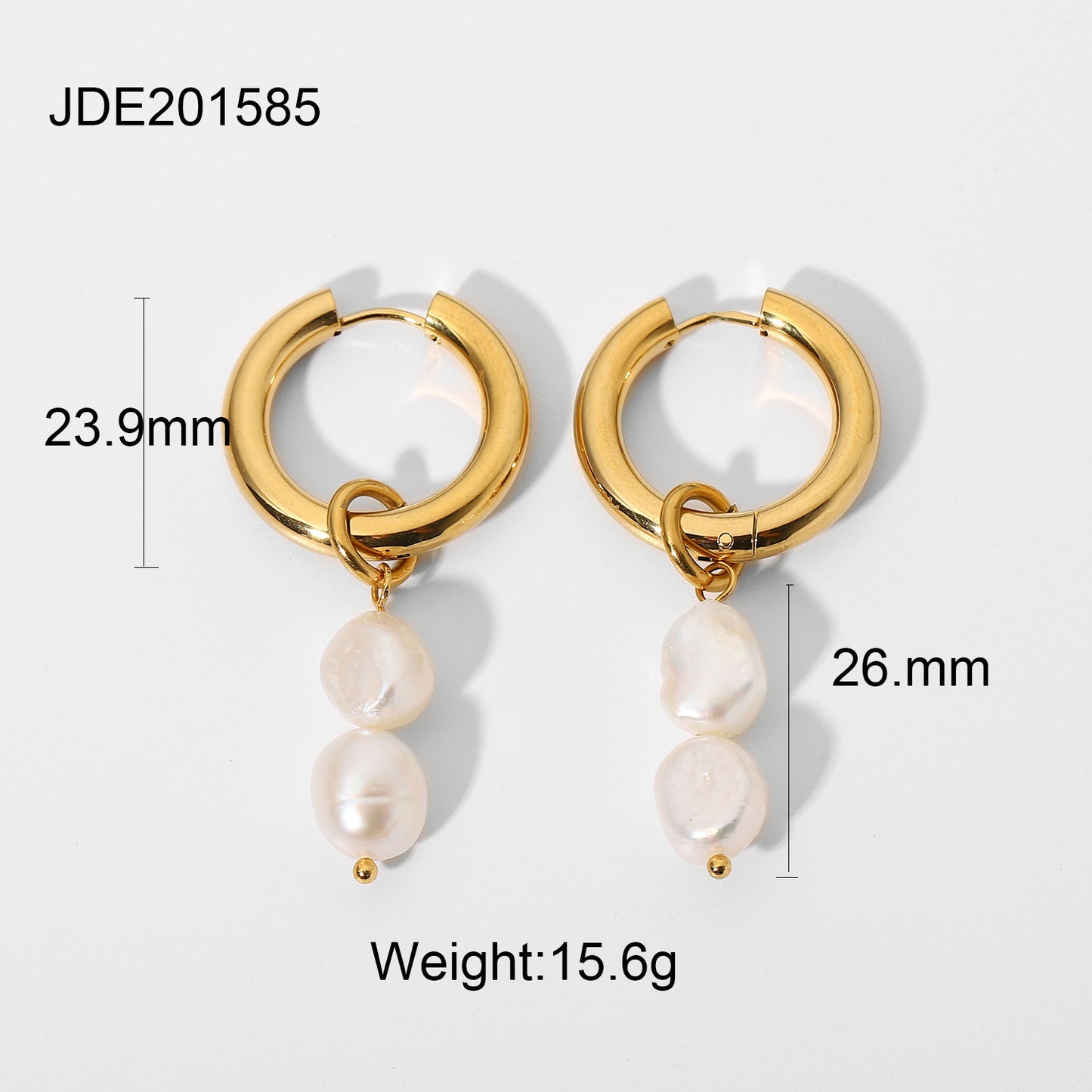 18K Gold Pearl Drop Double Earrings