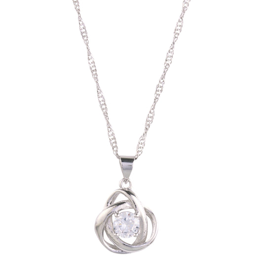 Round Knot Pendant Necklace with Cubic Zirconia