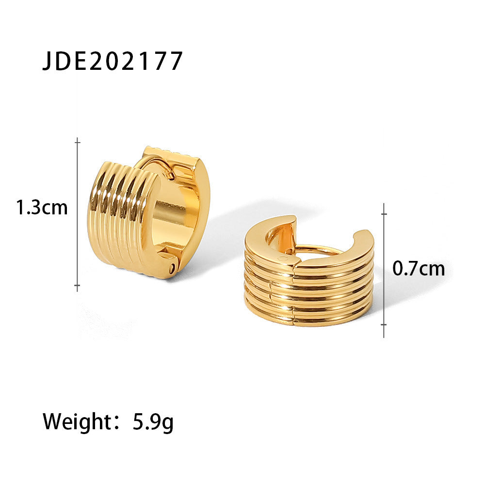 18K Gold Wide Rib Stud Earrings