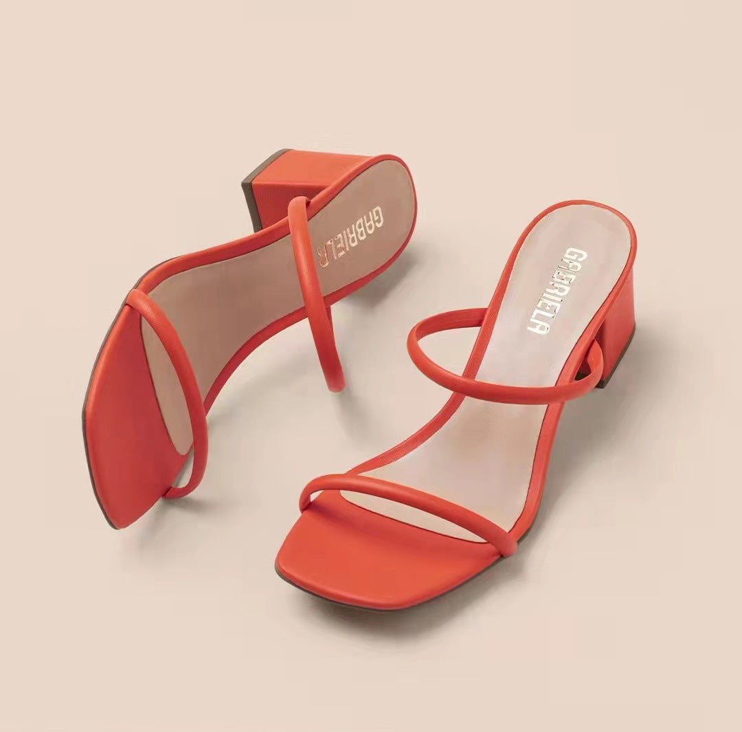 New Thin Strap Thick Heel Sandals