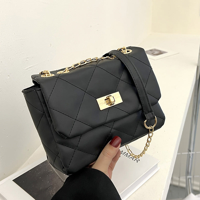 Women's Bag Spring New Fashion Rhombus Embroidery Thread Small Fragrance Small Square Bag All-Match Chain Messenger Bag