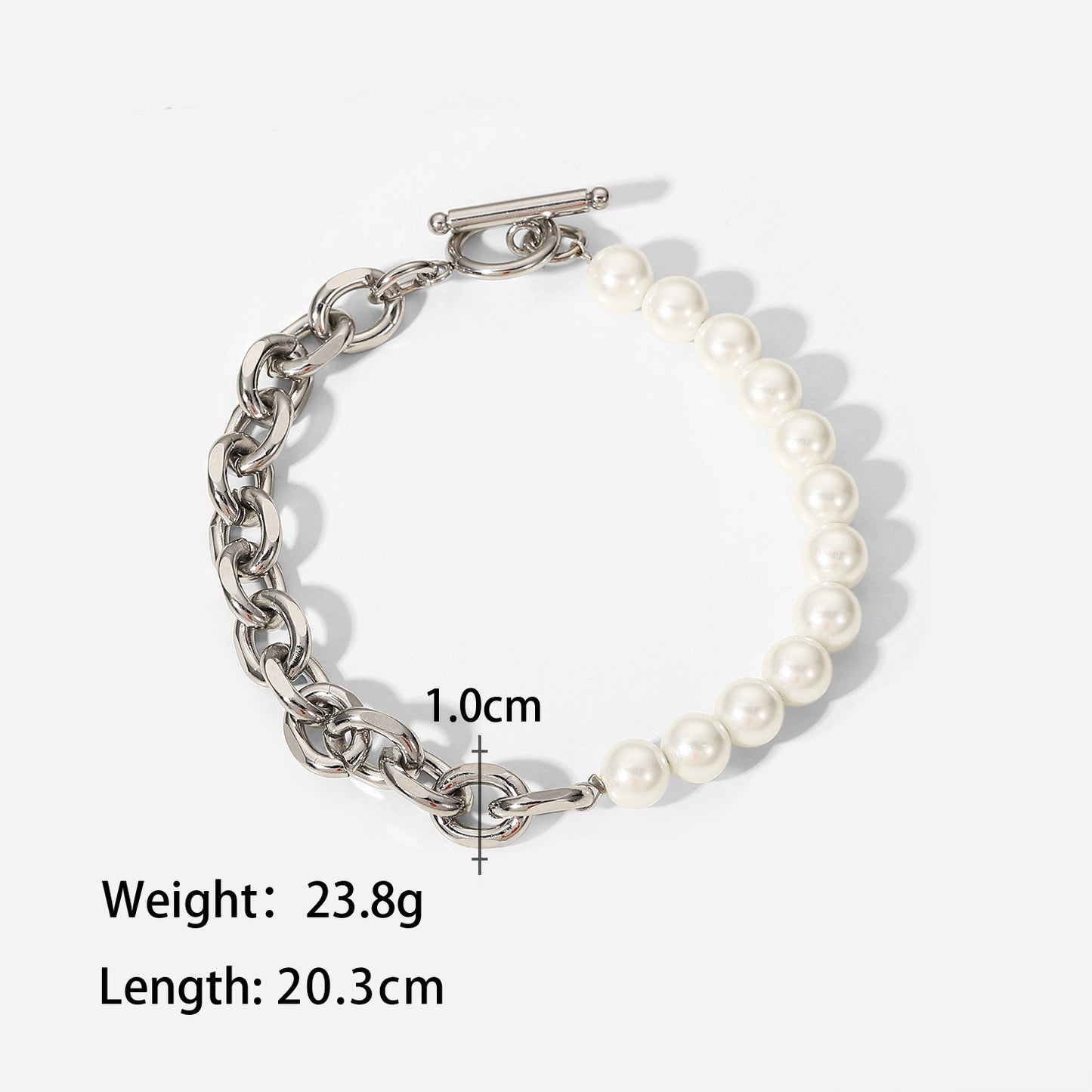 Fashionable pearl and stainless steel chain all-match bracelet