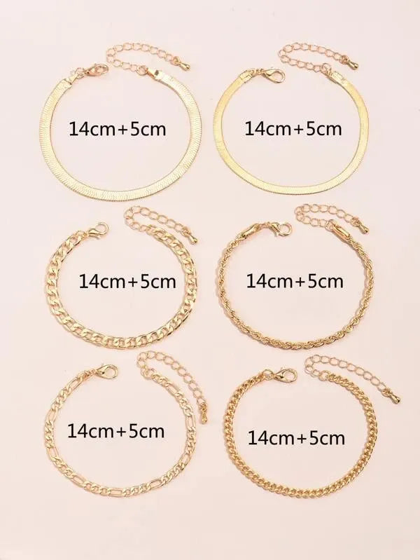 6pcs Simple Chain Bracelet