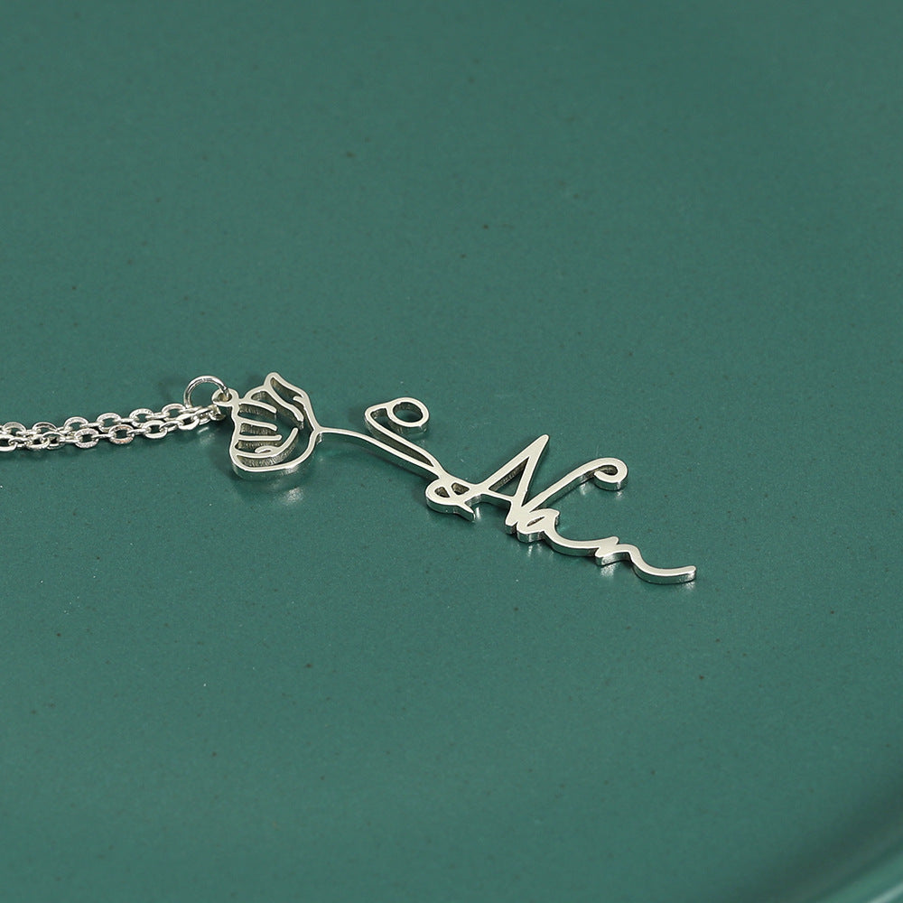 S925 Silver Customizable Birthday Flower Pendant Necklace