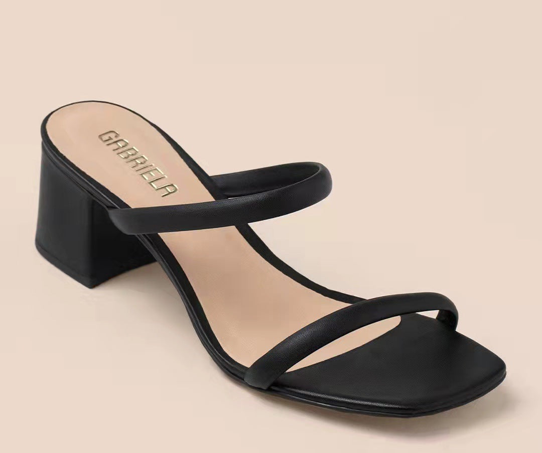 New Thin Strap Thick Heel Sandals