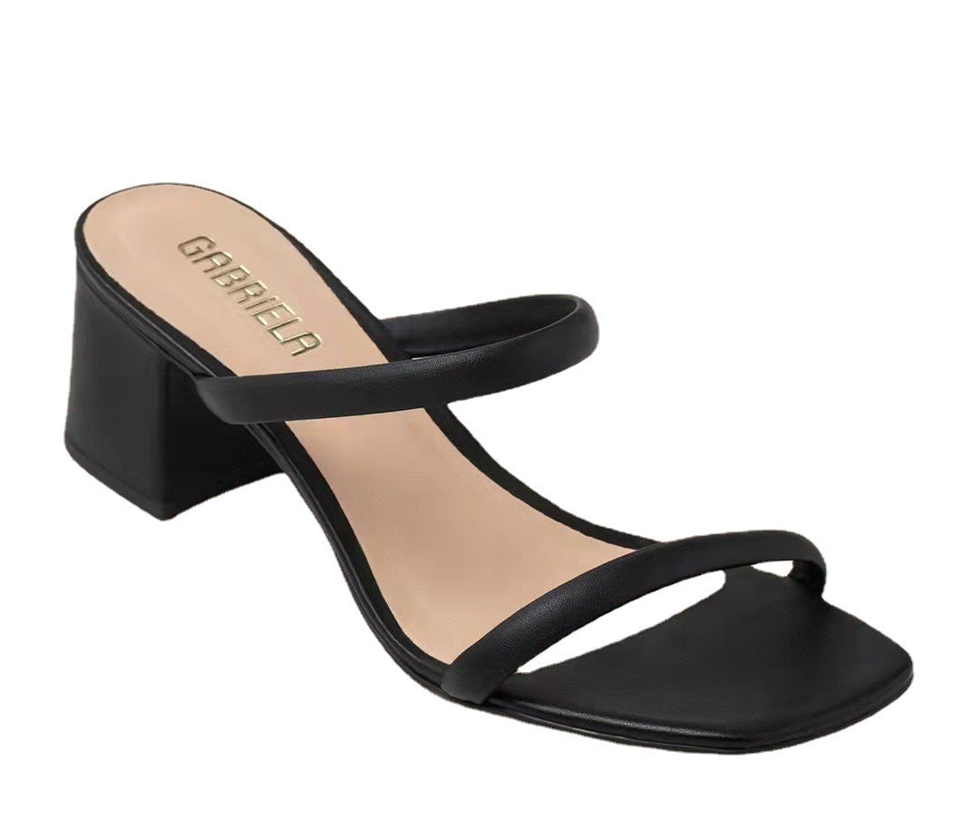 New Thin Strap Thick Heel Sandals