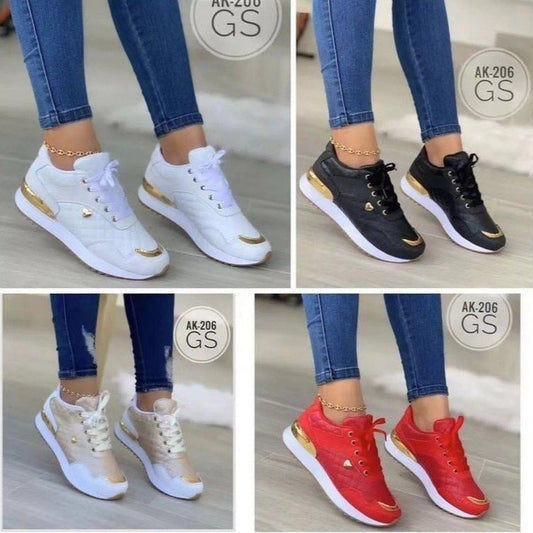 Lace Up Sneakers New Round Toe