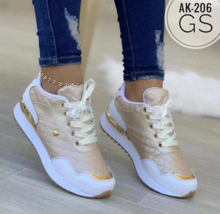 Lace Up Sneakers New Round Toe