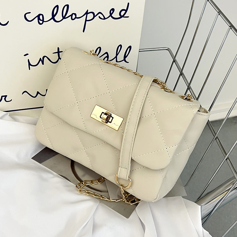 Women's Bag Spring New Fashion Rhombus Embroidery Thread Small Fragrance Small Square Bag All-Match Chain Messenger Bag