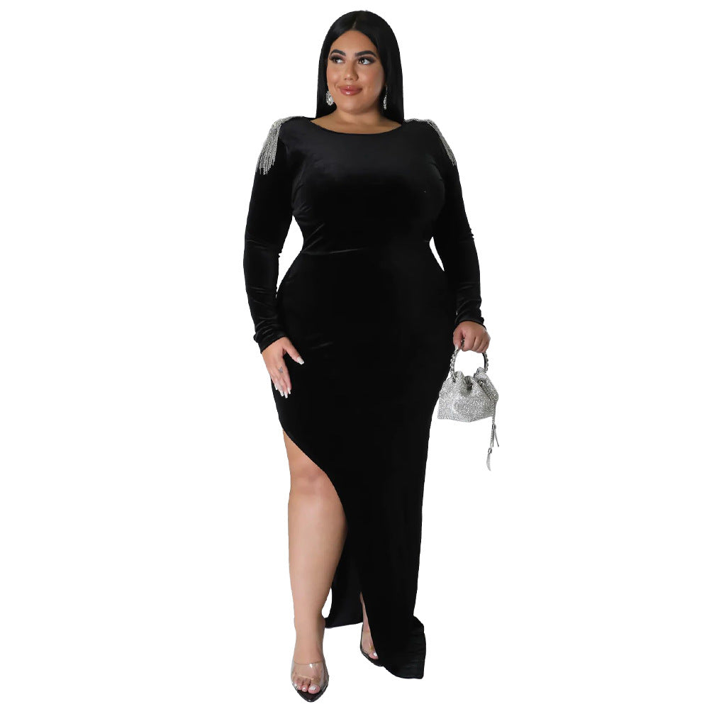 Slim Fit Sexy Dress plus Size Dress Decoration High Split