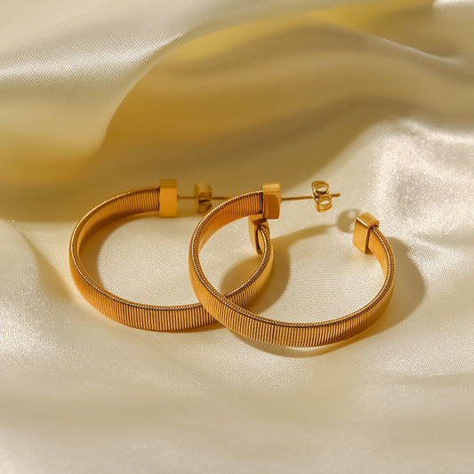 18K gold-plated C-shaped hoop fashion all-match earrings