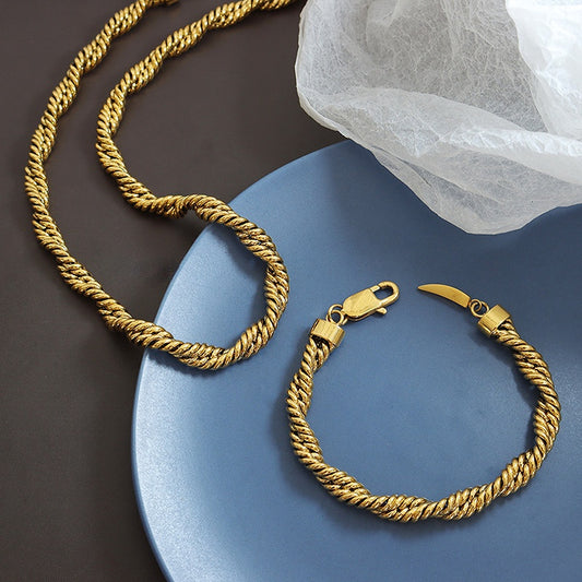Fashion Simple Thick Chain Twist Chain Design Necklace Hand Decoration Set