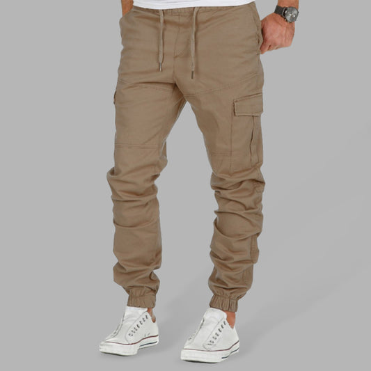 Men's Solid Color Drawstring Waist Cargo Pants