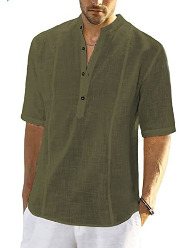 New Arrival Men's Comfortable Casual Linen Shirt With Long Sleeves