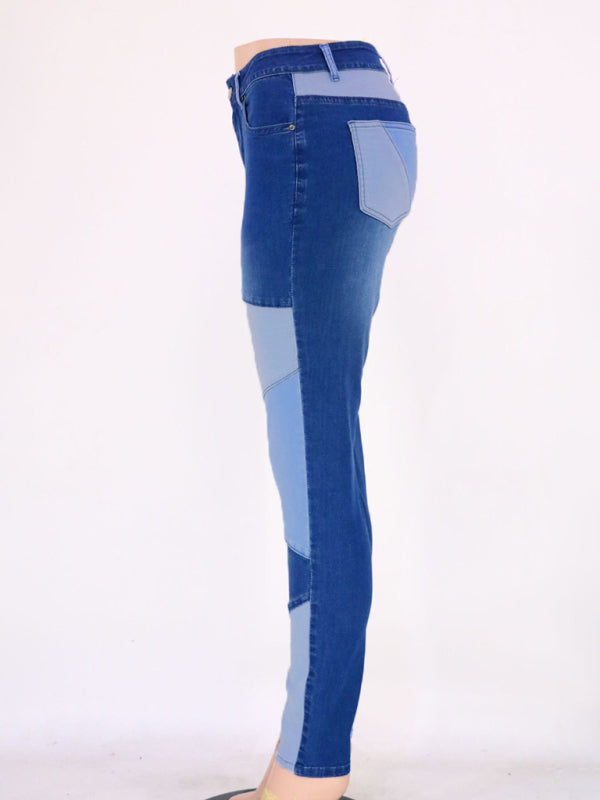 Women's High Waist Colorblock Skinny Jeans