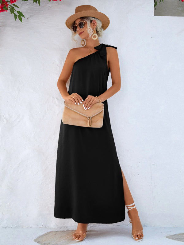 New Sexy Elegant Slanted Shoulder Strap Dress